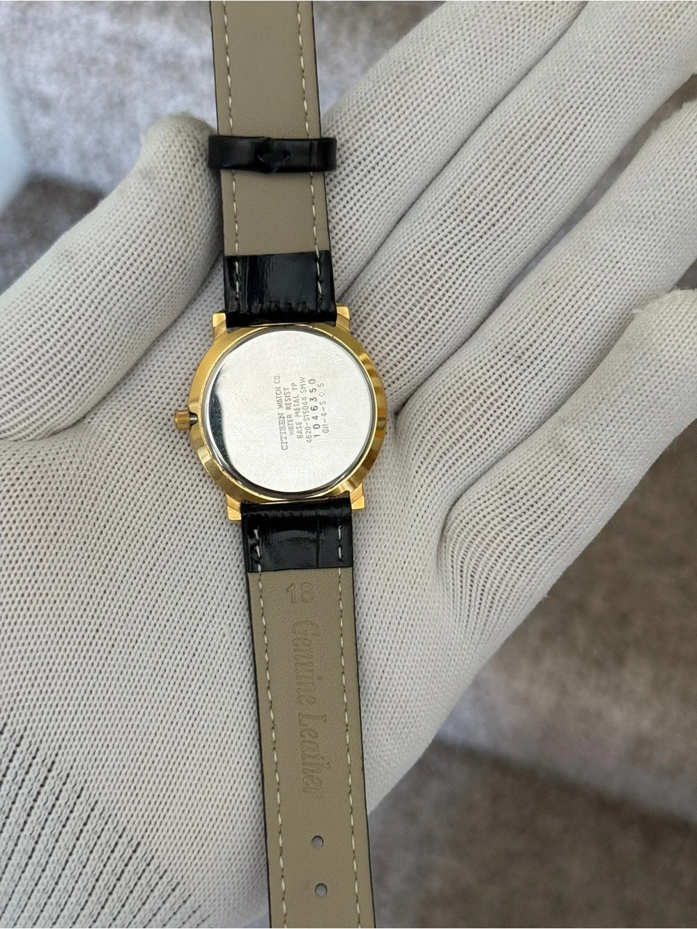 Citizen Elegance Gold Tone Case with Black Dial and Black Leather Strap